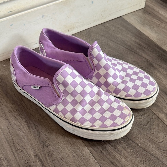 Vans Lavender Checkered Slip-On Shoes - Picture 1 of 4